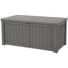 Homeology TUNGSTEN 450 Litre 119 Gallon Waterproof Extra Large Lockable Easy-Open Garden Storage Box in Grey