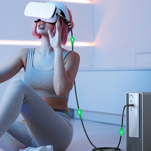 UGREEN USB-C-USB-C-kaapeli, kulmassa oikealle, 5 m - musta 2