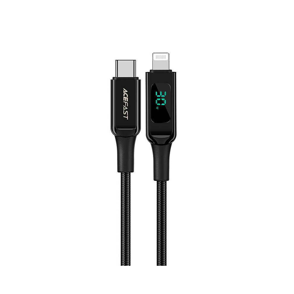 Oem Schwarz Geflochtenes Kabel Mit Led-Anzeige Für Iphone Mfi Usb-C - Lightning 1,2 M 30 W 3 A - Bild 5