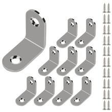Stainless Steel L Brackets Set of 10 for Wood Corner Brace with Screws, 30x30x16mm Multiple Sizes for Furniture Support