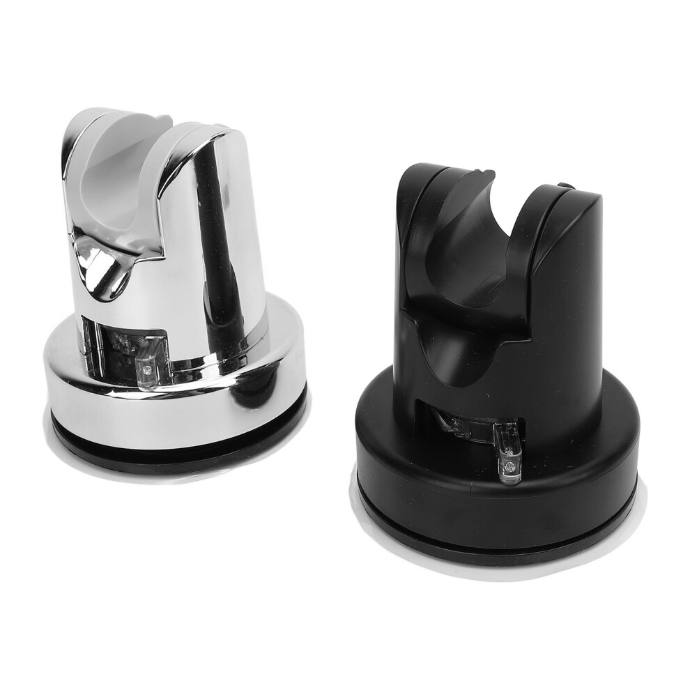 Movable Suction Cup Shower Head Holder Black Silver Wall Mount No Drilling 8751346432117