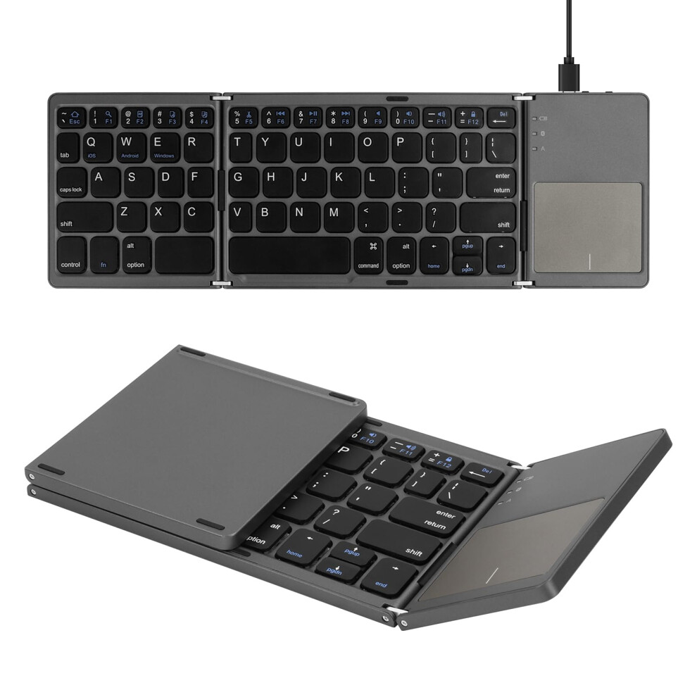 Foldable Bluetooth Keyboard With Touchpad, Usb Rechargeable Mini Wireless Keyboard For Mac, Ios, Android, Windows, Tablet, Smartphone - Black 9084446740882