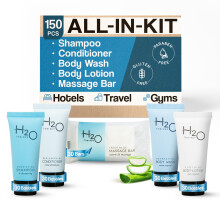 H2O Therapy Hotelseifen und Toilettenartikel im Groset | 1-Shoppe-Ausstattungsset | 0,85 Unzen Shampoo & Splung, Krperwaschlotion, 1 Unze Stcksei