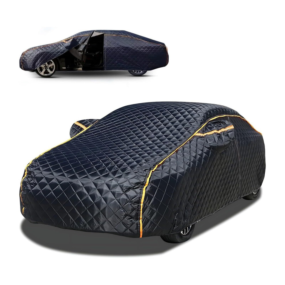 Hail Proof Car Cover For Bristol 411, 5 Layer Waterproof Uv Protection, - Color, All Weather Shield 490.2X172.7x146cm Black/Orange 6038364111227