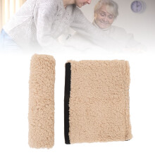 2pcs Sheepskin Fleece Chair Armrest Pads Beige 33x26cm for Office & Transport Chairs