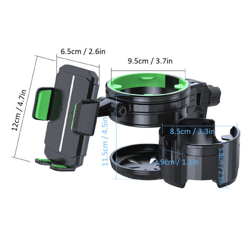 360 Rotating Stroller Cup & Phone Holder, Green 1