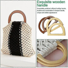 4 Pcs Bag Handles for  Bag Making Craft, Wooden Bag Handle Frame D Shape Handbag