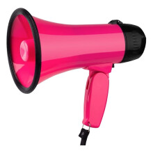 Megaphone Handheld 20 Watt Portable Voice Amplifier with Siren for Outdoors Bullhorn, Pink, 22.5x13.8cm