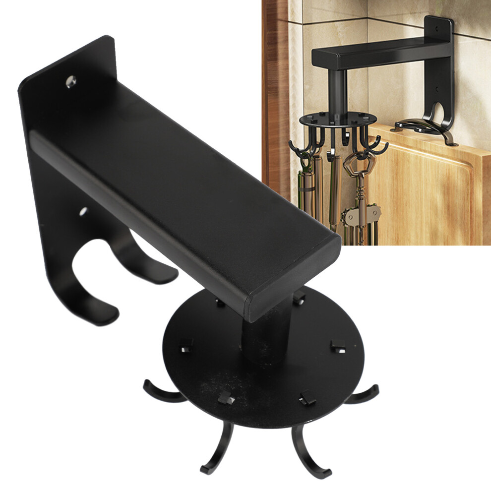 Aluminum Kitchen Utensil Hanging Rack 6 Hooks, Black, 135x130x50mm-image-OPC-PKBRS99-NEW