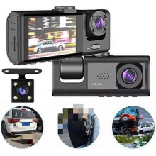 Car DVR HD 1080P 3 Lens Rrder Dash Cam (2 Camera with 32gb)