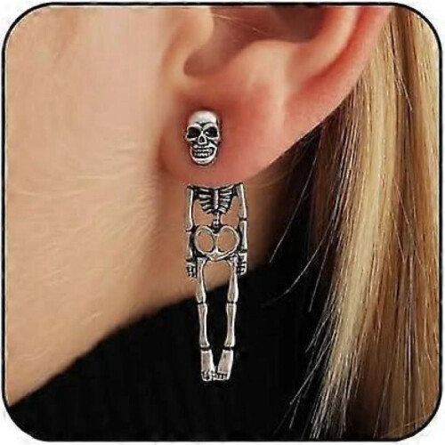Women's Punk Halloween Earrings, Skull Pendant