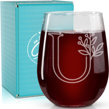 Sur les boissons ROX, des cadeaux monogrammes pour les femmes et les hommes - Lettre A-Z Monogramme grave monogramme sans soute Verre de vin - 17