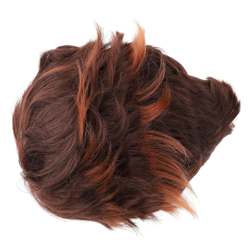Men Short Brown High Temp Fiber Wig for Cosplay, Middle & Old Male