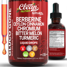 (3 Bottles) Organic Ceylon Cinnamon Berberine Liquid Drops Supplement with Bitter Melon Extract, Glucomannan, Gymnema, Chromium, Turmeric, Organic Panax Ginseng