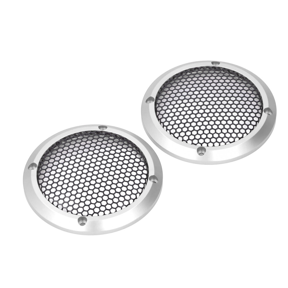 2Pcs Round Car Speaker Grill Mesh 97Mm With 8 Screws Black 3021346450905