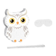 White Owl Decoration with Stick and Blindfold for Jungle Birthday Party, Halloween, Graduation, and Themed Celebrations