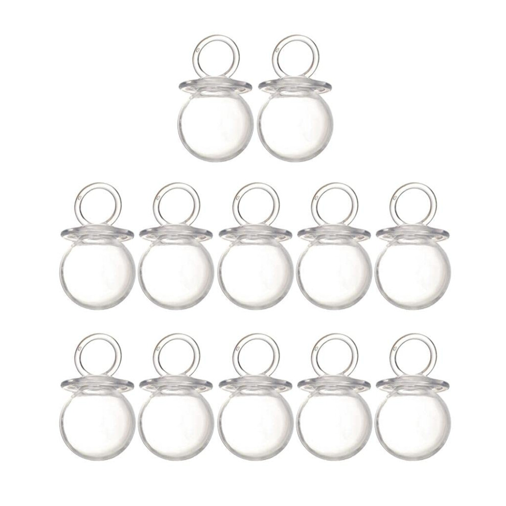 12 Pieces Clear Fillable Pacifier Favor for Baby Showers, Birthdays, and Gender Reveal, 2.5-Inch Size