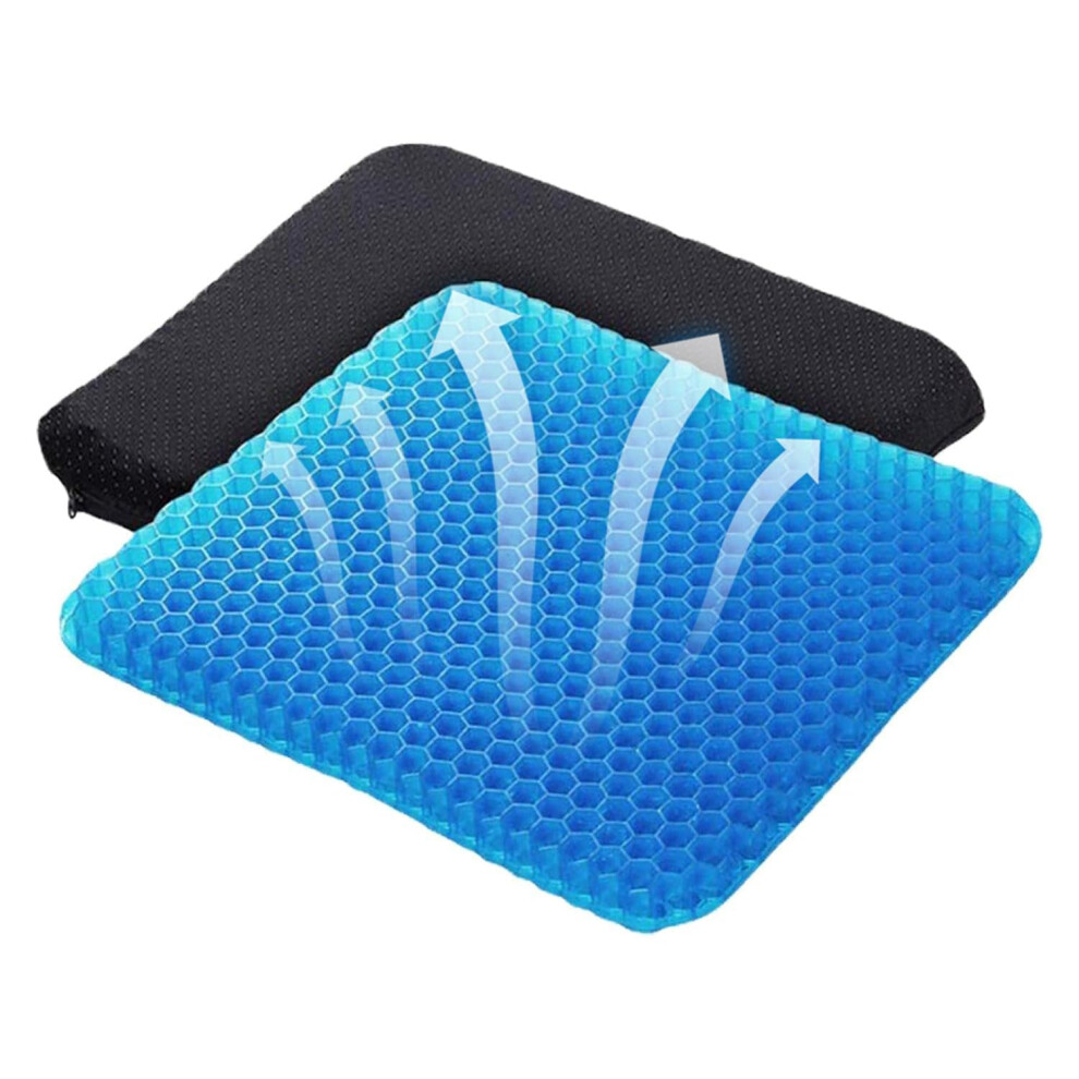 Orthopaedic Gel Seat Cushion for Tailbone Pain Relief, Non-Slip Honeycomb Coccyx Pillow, Ergonomic Support for Home Office 38cm
