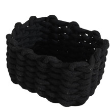 Cotton Rope Basket Woven Storage Baskets - Black Desktop Organizer for Bathroom, Nursery, and Cupboard Decor