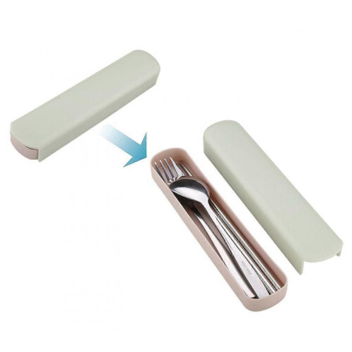 3Pcs Stainless Steel Cutlery Fork Spoon Chopsticks Reusable with Case 1