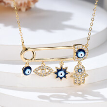 (Gold) The Devil's Eye Paperclip necklace is simple, individual, niche, light luxury and elegant