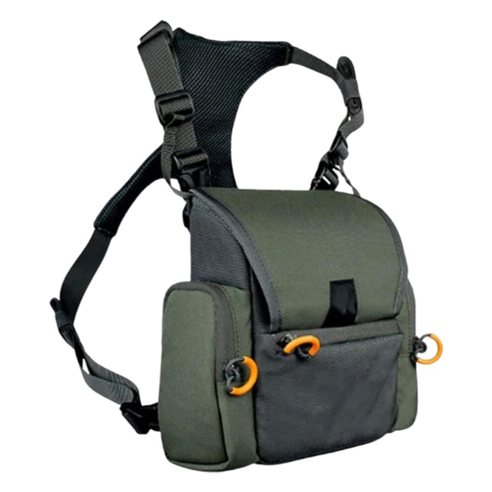 Binocular Harness Chest Pack With Rangefinder Pouch, Rain Cover, Adjustable Straps For Hunting, Color Green 6038364113740