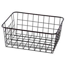Wire Storage Basket Bins Organizer, Large Black Metal Wire Baskets with Handles for Kitchen, Pantry, Closets, 28.5x22x12cm