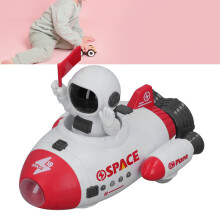 Electric Space Shuttle Toy with Light, Music & 360 Rotation for Kids, Red