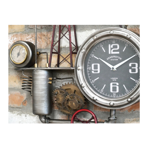Industrial Pumpjack Wall Clock | Metal Steampunk Design 1