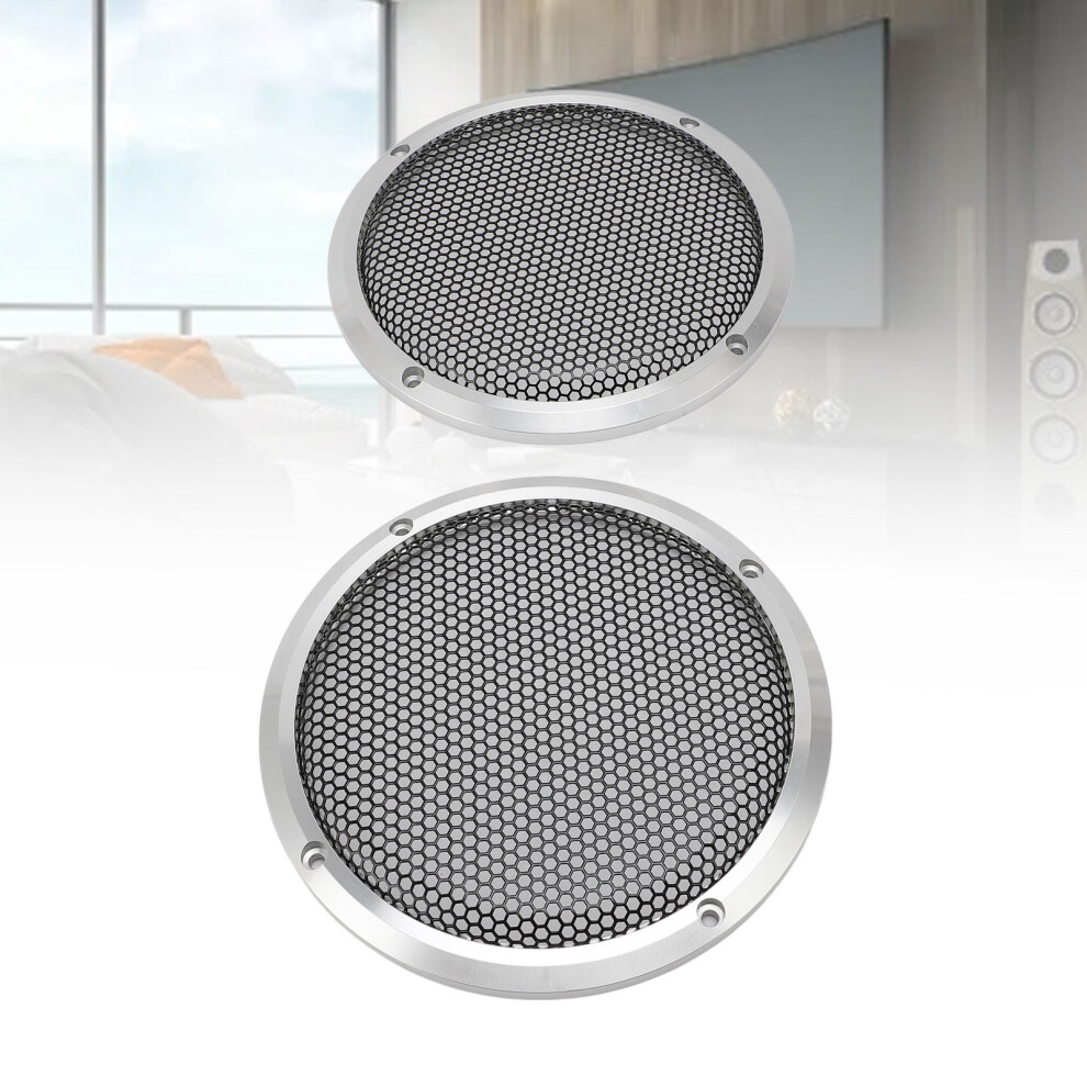 2Pcs 169Mm Metal Car Speaker Grill Covers For Home & Car Speakers Silver 6921346463493