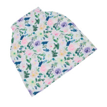 Breathable Milk Fiber Nursing Cover for Baby Carriage & Sunshade Pink Flowers