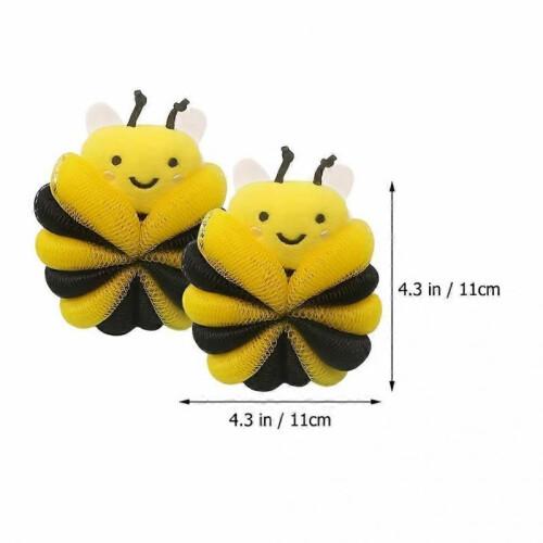 2 Bath Balls, Soft Bee Loofah Sponge for Shower Scrub 2
