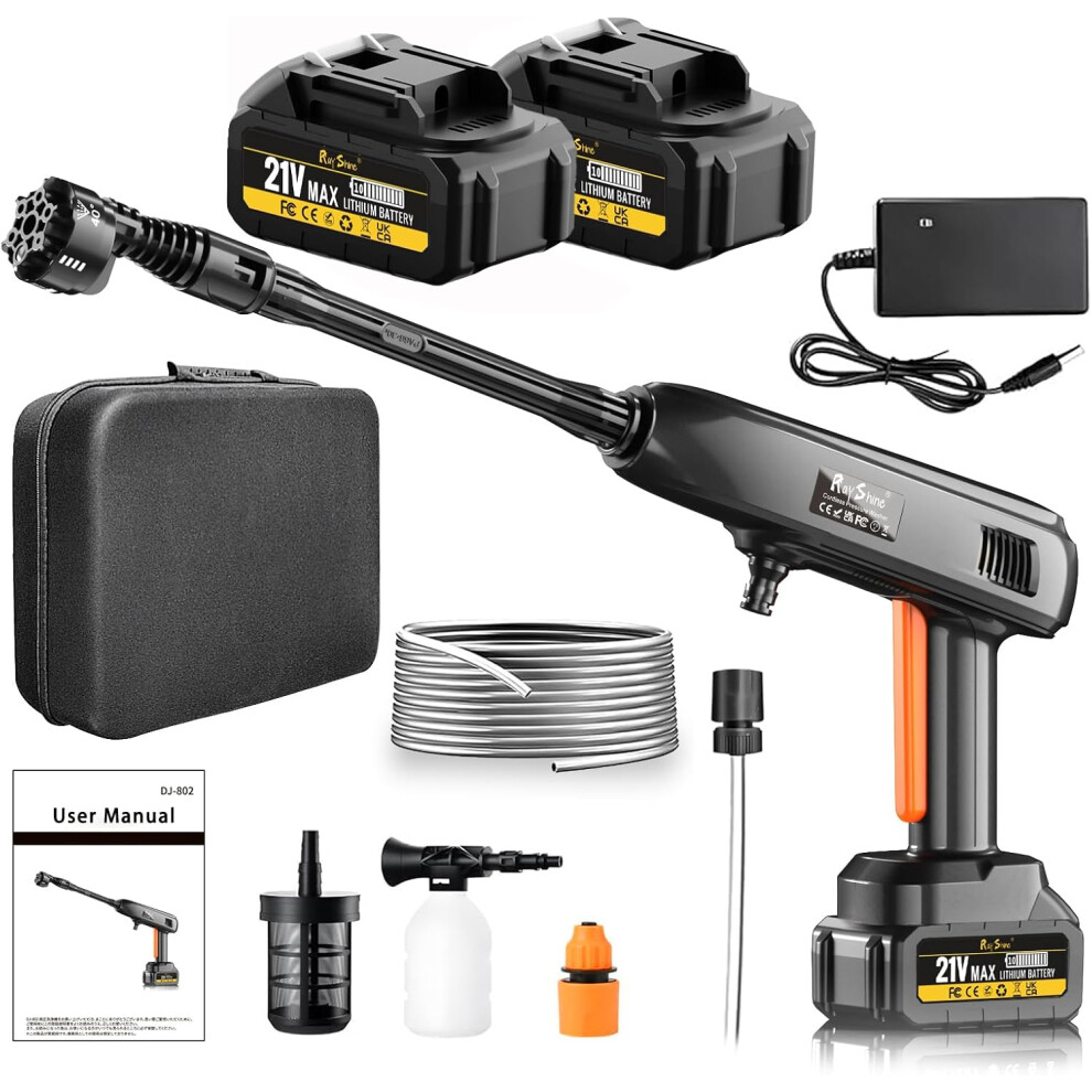 Rayshine Portable Cordless Pressure Washer - 2 Pack Batteries 1200Psi
