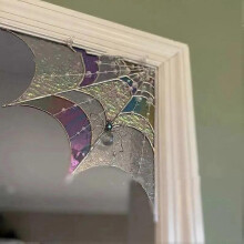 Spider Web Door Top Decoration, Rainbow Glass Spider Web Window Wall Hanging, Halloween Decoration