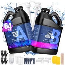 Epoxidharz 64 oz – kristallklares Epoxidharz-Set – kein Vergilben, kein Blasen, Kunstharz, Gießharz für Kunsthandwerk, Schmuckherstellung, Holz-