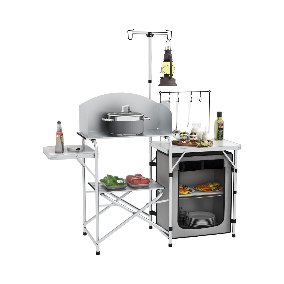 Outdoor Camping Kitchen with Wind Shield - Multi-Feature Folding Design Robust Steel Frame Compact and Easy to Carry-image-OPC-PKBRZR5-NEW