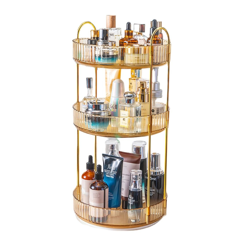 360 Rotating Makeup Organiser with 3-Tier High-Capacity Design for Skincare, Perfume, Jewelry, and Brushes in Bedroom or Bathroom