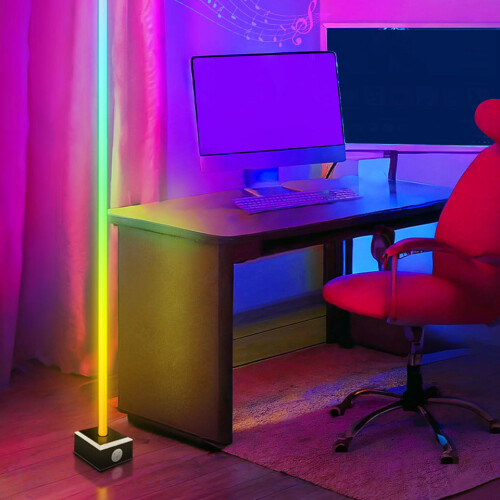 Dimmable RGB LED Corner Floor Lamp Bluetooth Remote Control 2