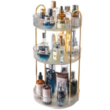 Makeup Organiser 360 Rotating Large Capacity 3 Tier White Perfume Organizer Spinning Cosmetic Storage for Vanity Bathroom