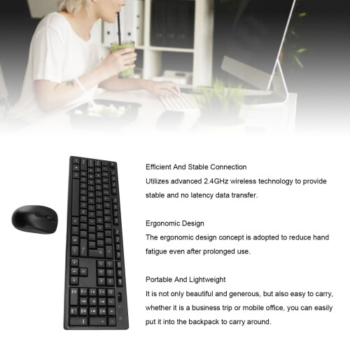 Ergonomic 2.4G Wireless Keyboard & Mouse Combo for Efficient Typing 2