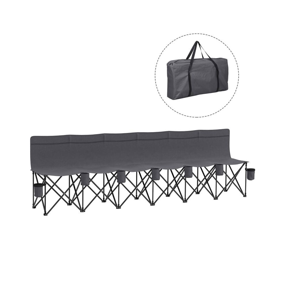 6 Seater Folding Camping Chair with Cup Holder & Carry Bag - Charcoal Grey Comfortable Sturdy & Easy to Transport-image-OPC-PKBS65F-NEW