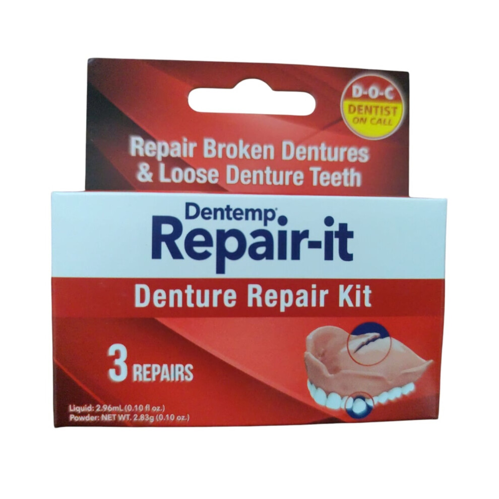 Dentemp 2X Repair-It Emergency Dental Repair Kit Broken Loose Dentures 3 Repairs