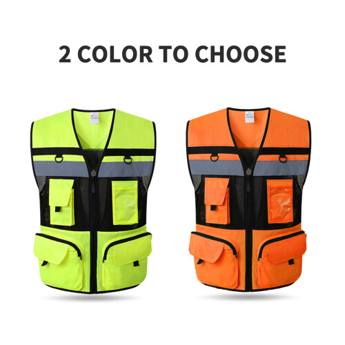 High Visibility Reflective Safety Vest Zip Pocket 2