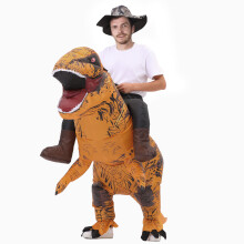 (Suit for 160-190cm/63-75inch) Inflatable Dinosaur Riding Suit, Animal Theme Polyester Costume, Non-woven Fabric, Battery/USB Powered, for Halloween, Christmas