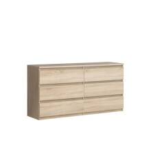 Commode CHELSEA 6 Cajones - Color roble - L 154 x P 42,2 x H 79,9 cm