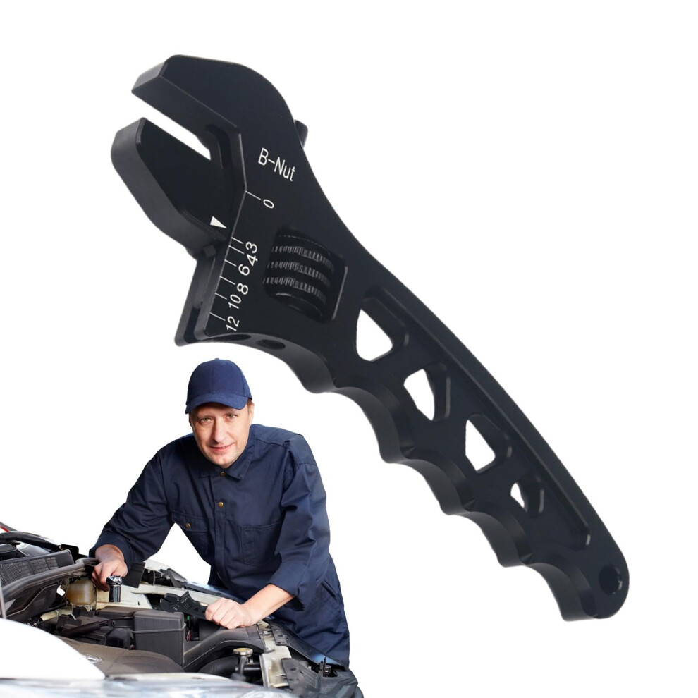 Fitting Wrench, 3An-12An Adjustable Hose Wrench Tool, Lightweight Black Oil Hose Wrench For Automotive Hose End Fittings 6447073444258