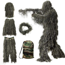 Hunting Ghillie Suit Desert Woodland Camouflage Clothing Adult Poncho 3D Stealth Withered Grass Outdoor Suit