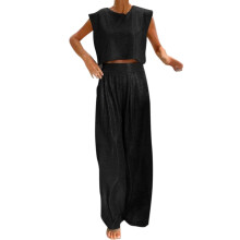 Summer Two-Piece Women's Short Sleeve T-Shirt and Long Trousers Casual Lounge Set in Comfortable Airy Y2K Style