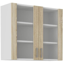 SARA Hochschrank - 2 Türen - Dekor Eiche Sonoma - B80 x T31 x H71,5 cm