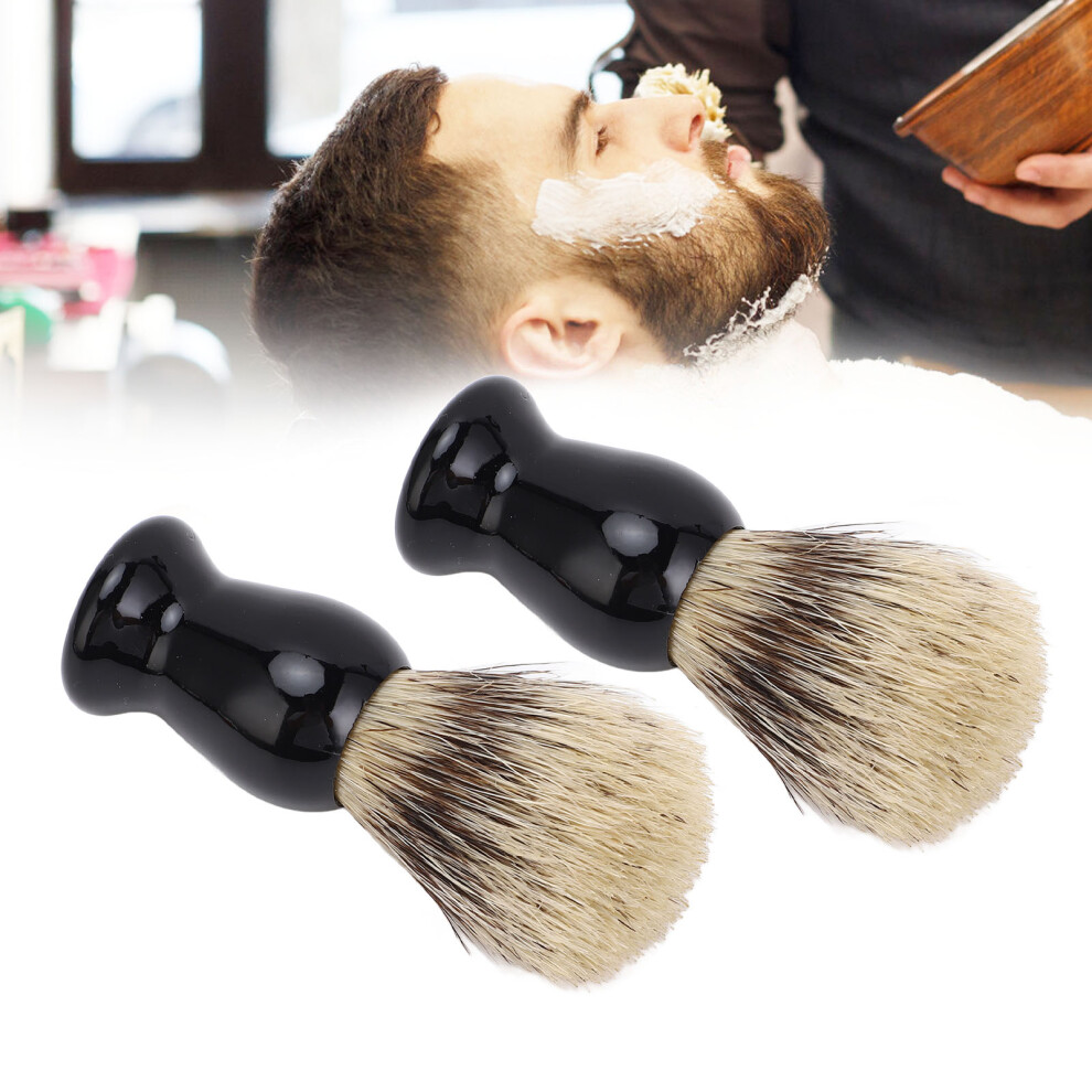 Men 2Pcs Shaving Brush Anti Slip Handle Foam Lathering Synthetic Hair